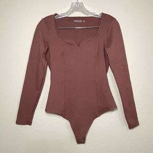 ABERCROMBIE & FITCH Soft A&F Collection Brown‎ Long Sleeve Bodysuit Size Medium